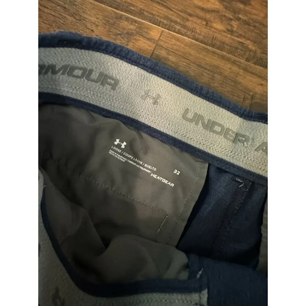 Under Armour Golf HeatGear Blue Shorts Men’s Loose Fit Inseam Size 32